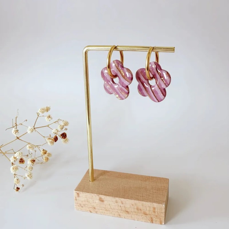 Boucles d'oreillles Elia – Fleur moderne et joyeuse faite main | Colibri & Papillon