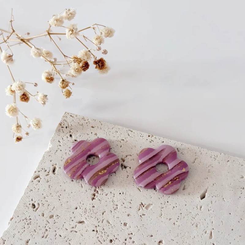 Boucles d'oreillles Elia – Fleur moderne et joyeuse faite main | Colibri & Papillon