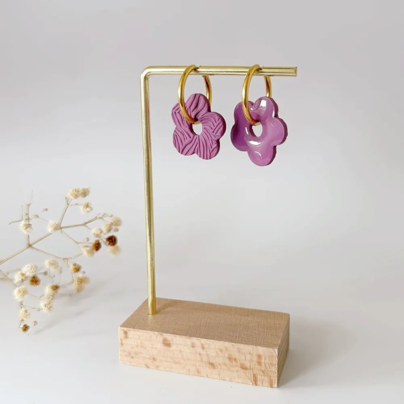 Boucles d'oreillles Elia – Fleur moderne et joyeuse faite main | Colibri & Papillon