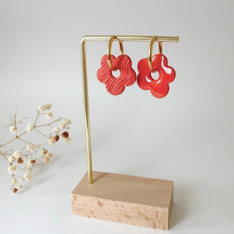 Boucles d'oreillles Elia – Fleur moderne et joyeuse faite main | Colibri & Papillon