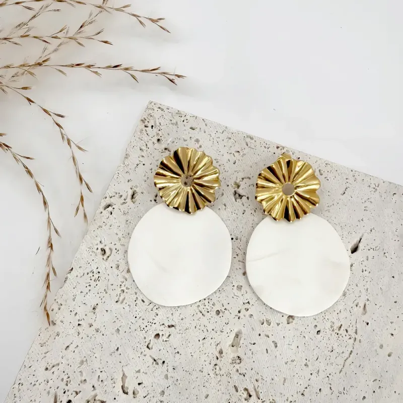 Boucles d'oreilles Oréa – Création artisanale marbrée au style solaire | Colibri & Papillon