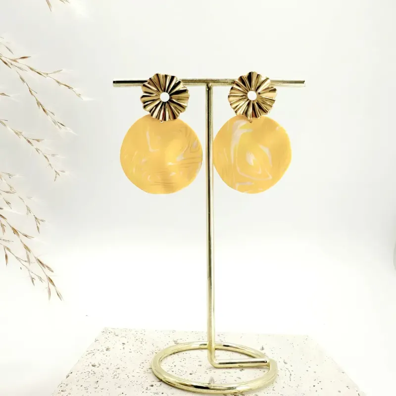 Boucles d'oreilles Oréa – Création artisanale marbrée au style solaire | Colibri & Papillon