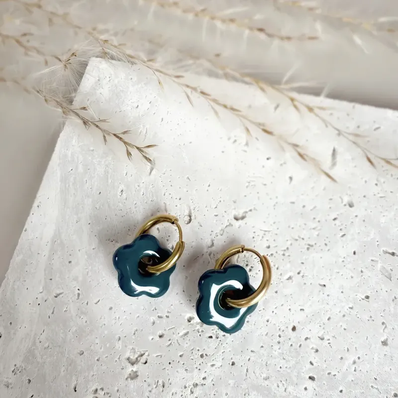 Mini Cléo – Boucles d’oreilles enfant pampilles fleurs interchangeables | Colibri & Papillon